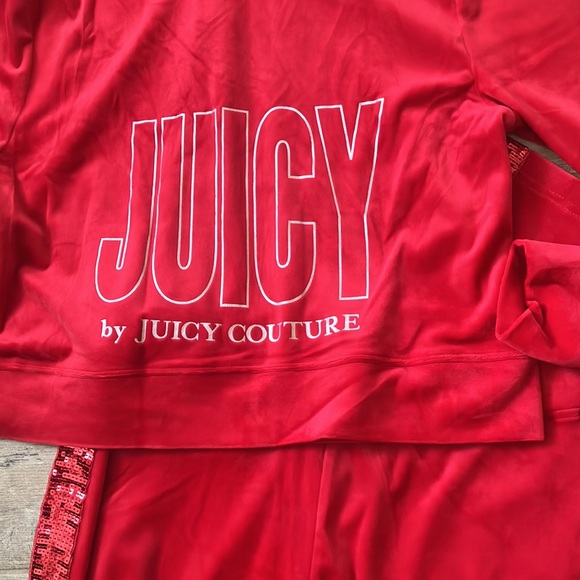💋Juicy Couture set bling sequins red velour 2 piece set sz XL NWT - Picture 4 of 17